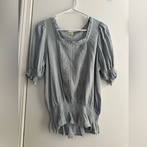 In Bloom Light Blue Blouse with Puff Sleeves NWOT